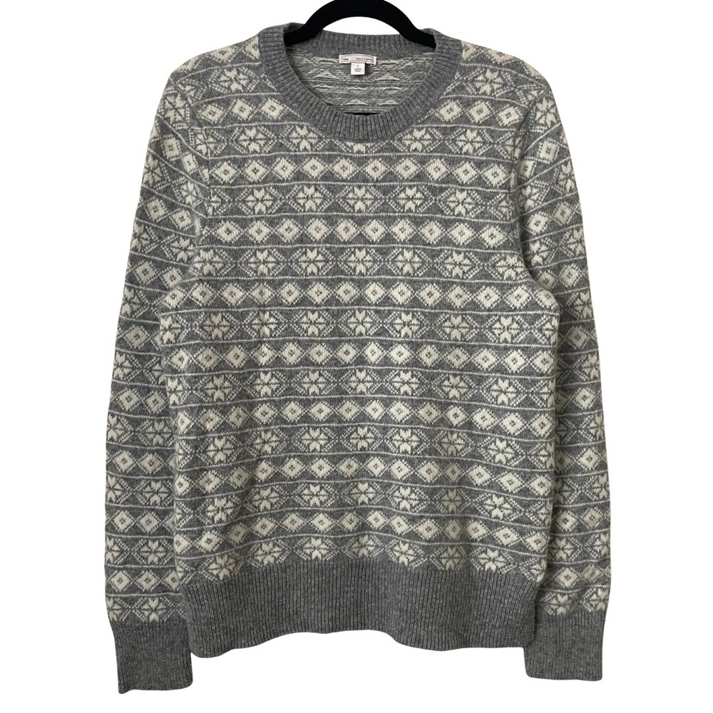 Gap Sweater Mens Large Lambs Wool Fair Isle Snowflake Christmas‎ Holiday Nordic